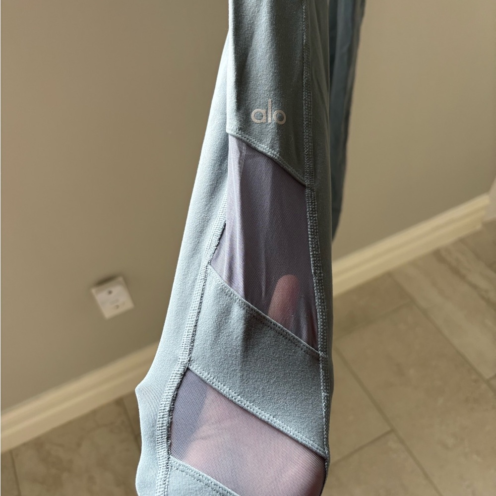 Alo Slate Blue Leggings with Side Mesh Panels - Picture 3 of 3